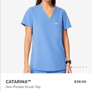 FIGS Catarina one pocket scrub top in ceil blue